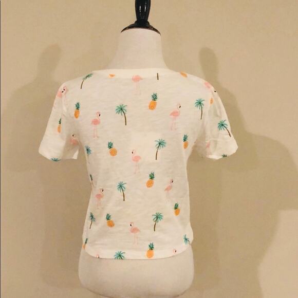 Pineapple Flamingo Top Print Cropped - Picture 4 of 8